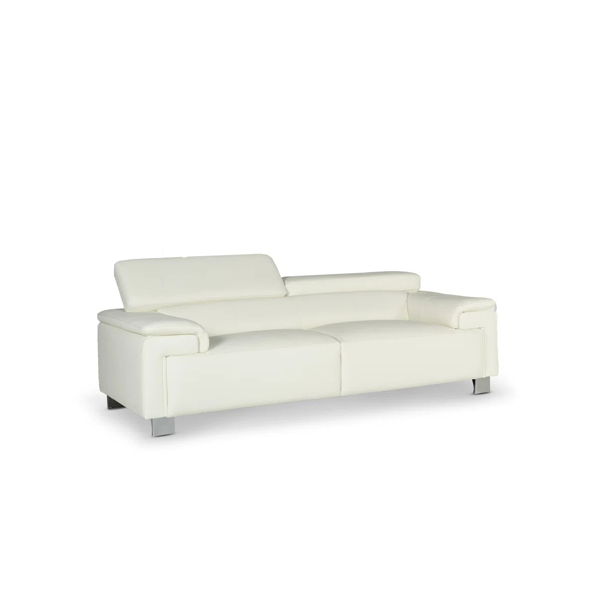 Sonya 3 Seat Real Leather White Sofa with Adjustable Headrests