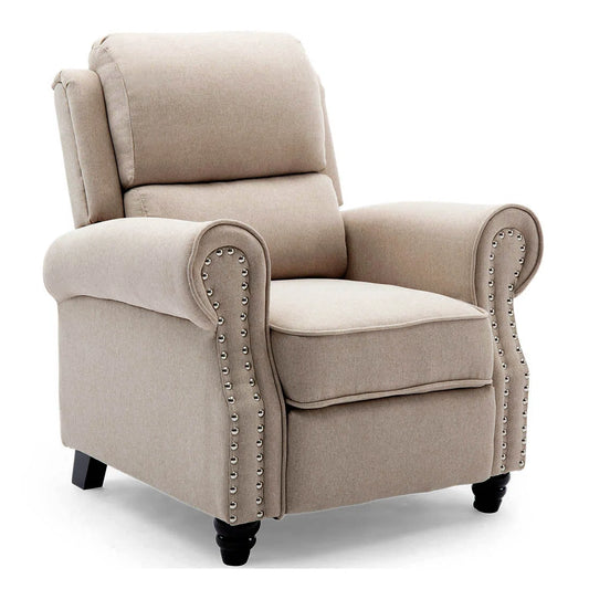 York Beige Upholstered Manual Recliner