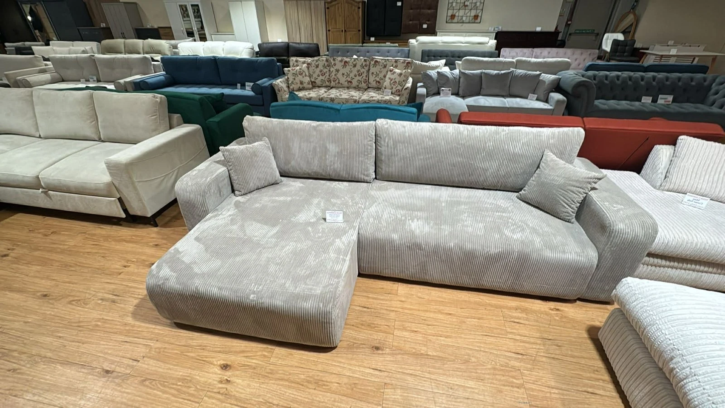 Citadel 4 Seat Beige Cord Corner Sofa Bed with Storage