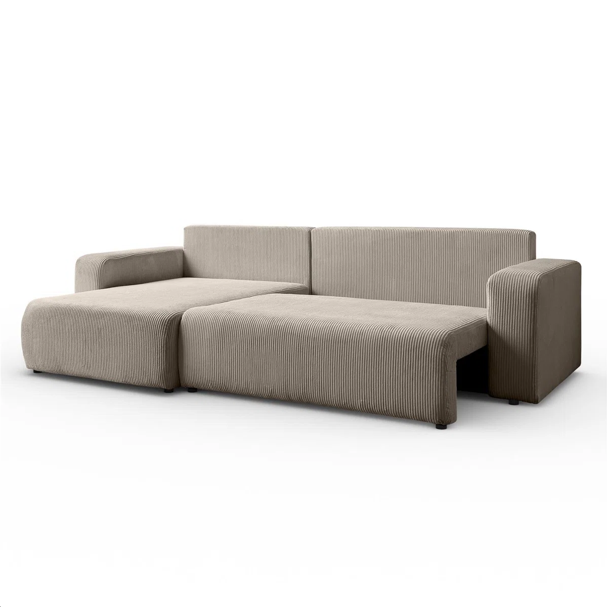 Citadel 4 Seat Beige Cord Corner Sofa Bed with Storage