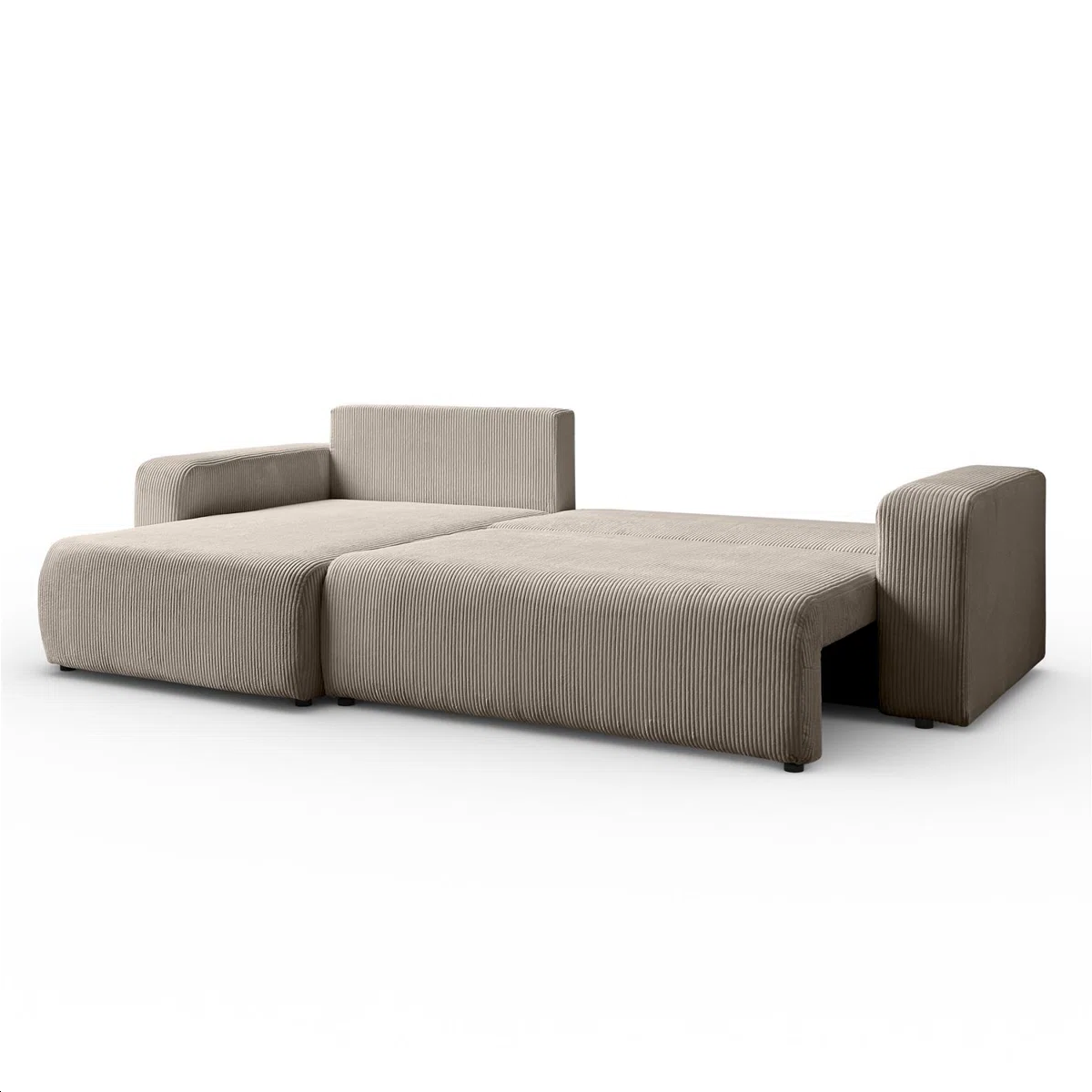 Citadel 4 Seat Beige Cord Corner Sofa Bed with Storage