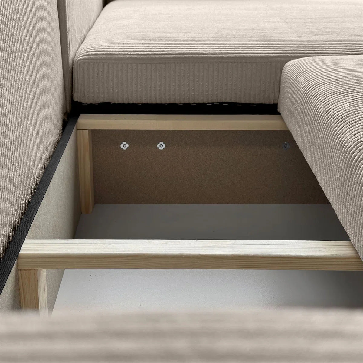 Citadel 4 Seat Mushroom Beige Cord Storage Sofa Bed