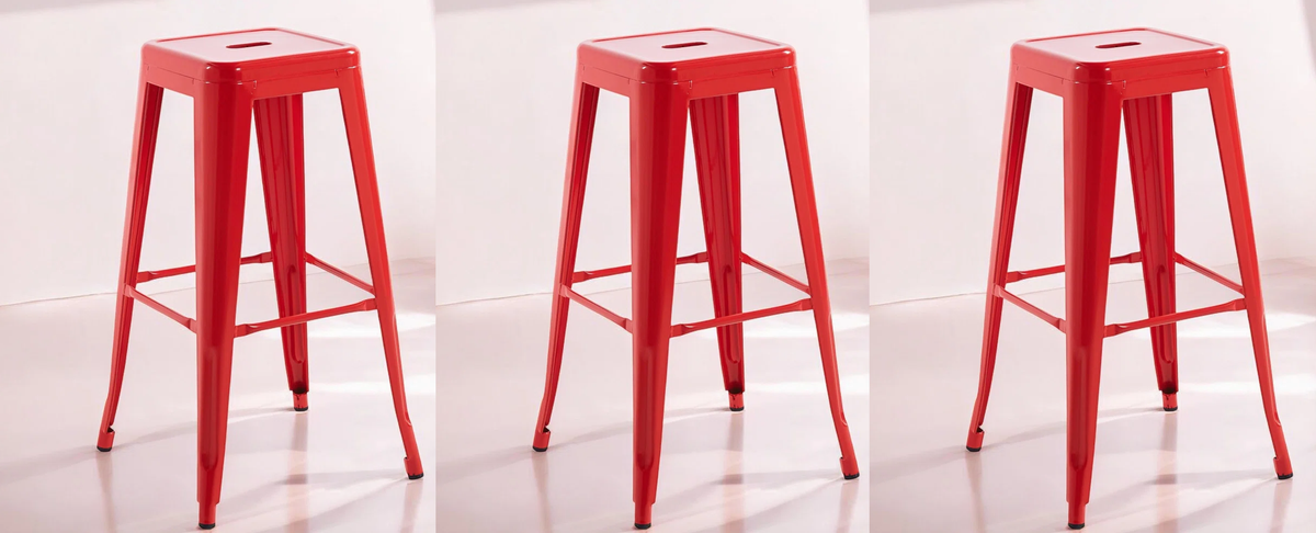 Clarkson Red Metal Counter Stools