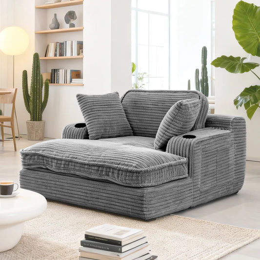 Edwin Grey Jumbo Cord Oversize Sofa Chair