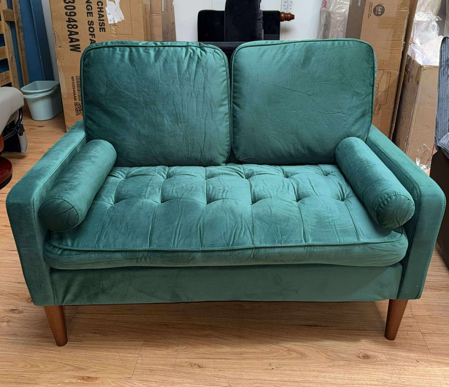 Collier 2 Seat Green Velvet Sofa