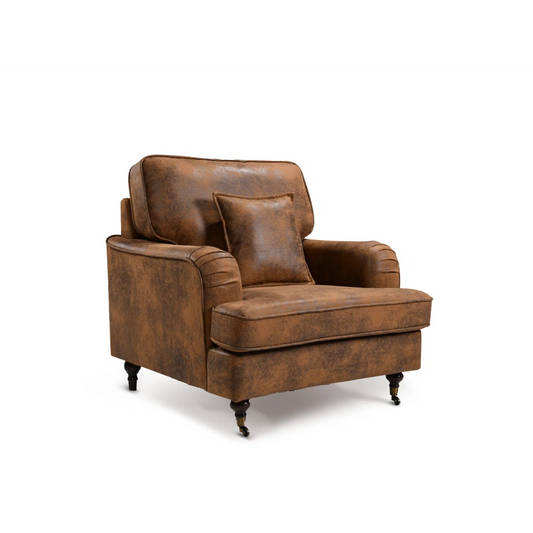 Crystal Brown Faux Leather Armchair