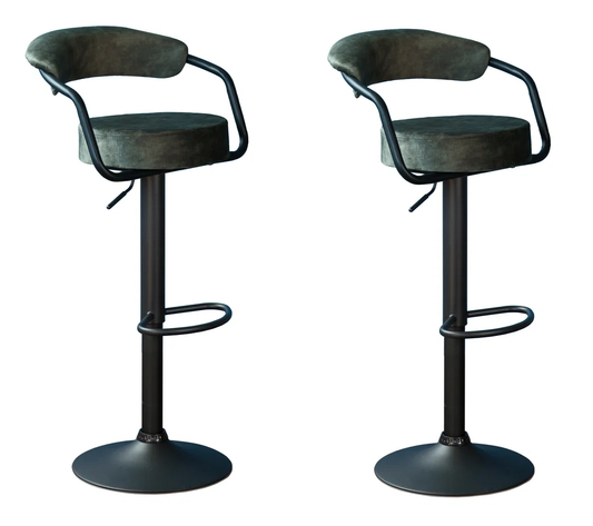 Miller Green Velvet Height Adjustable Counter Stool Pair