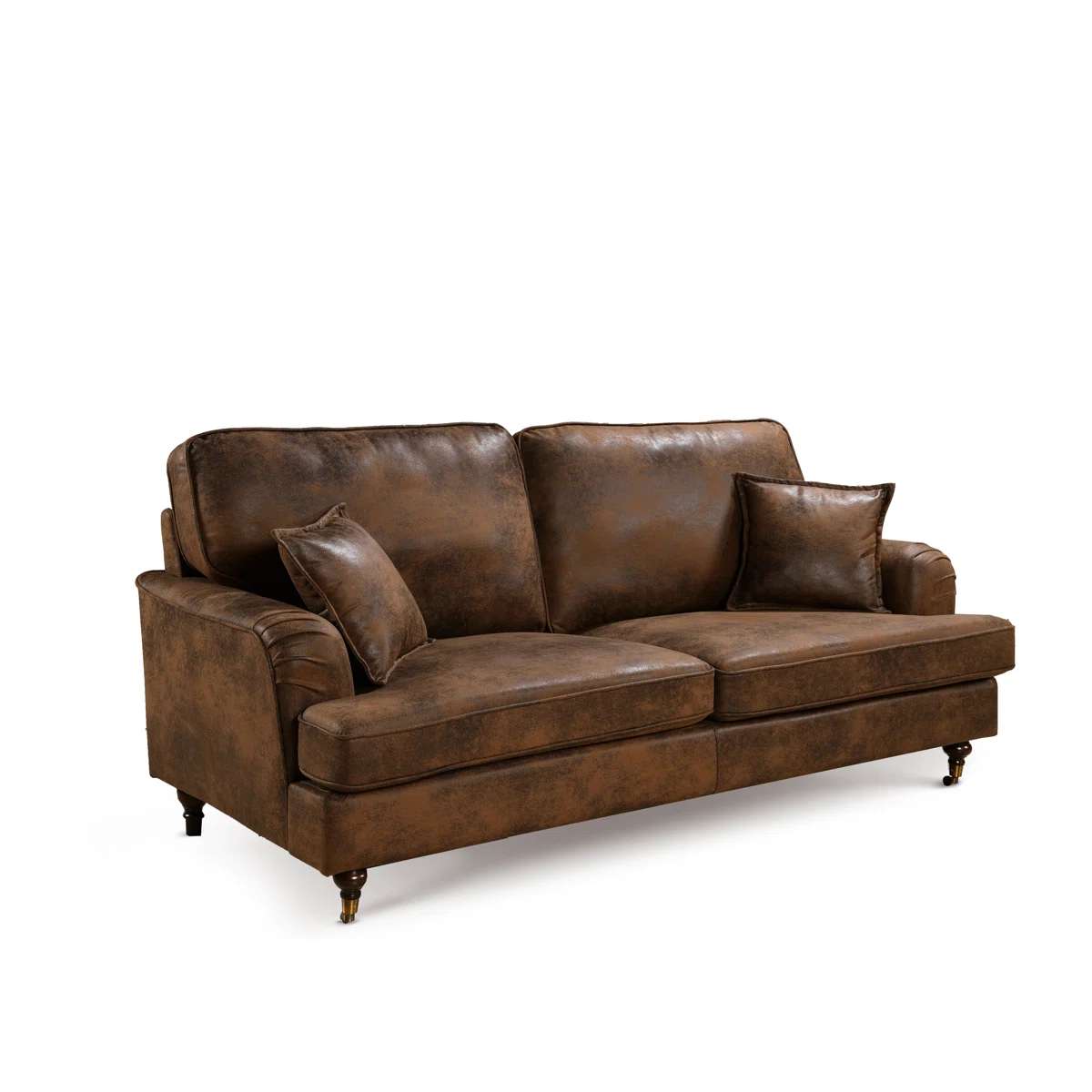 Crystal 3 Seat Brown Faux Leather Sofa