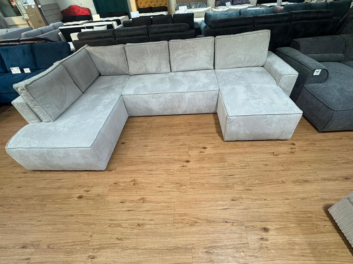 Christine 6 Seat Beige Cord Storage Sofa Bed