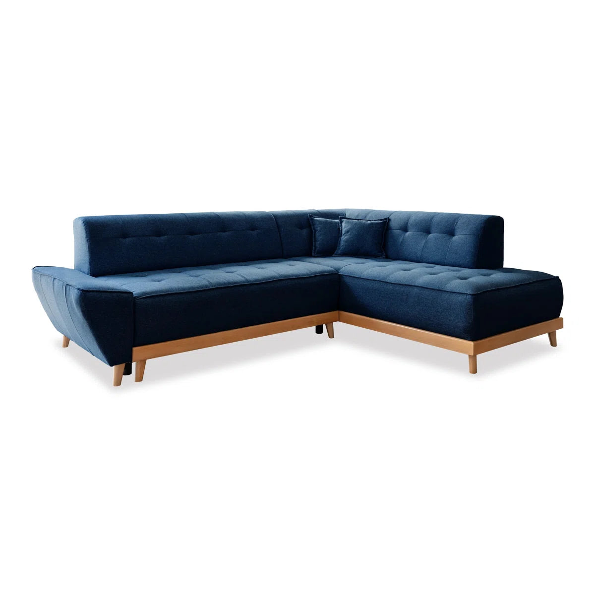 Buttercup 6 Seat Navy Linen Right Chaise Corner Sofa Bed