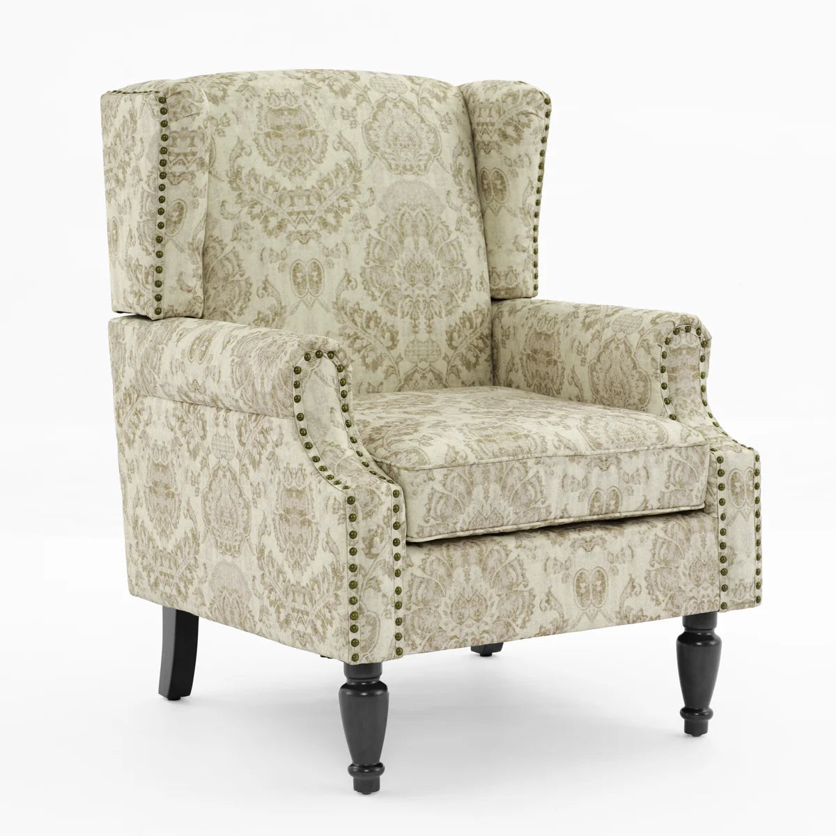Melinda Beige Damask Armchair