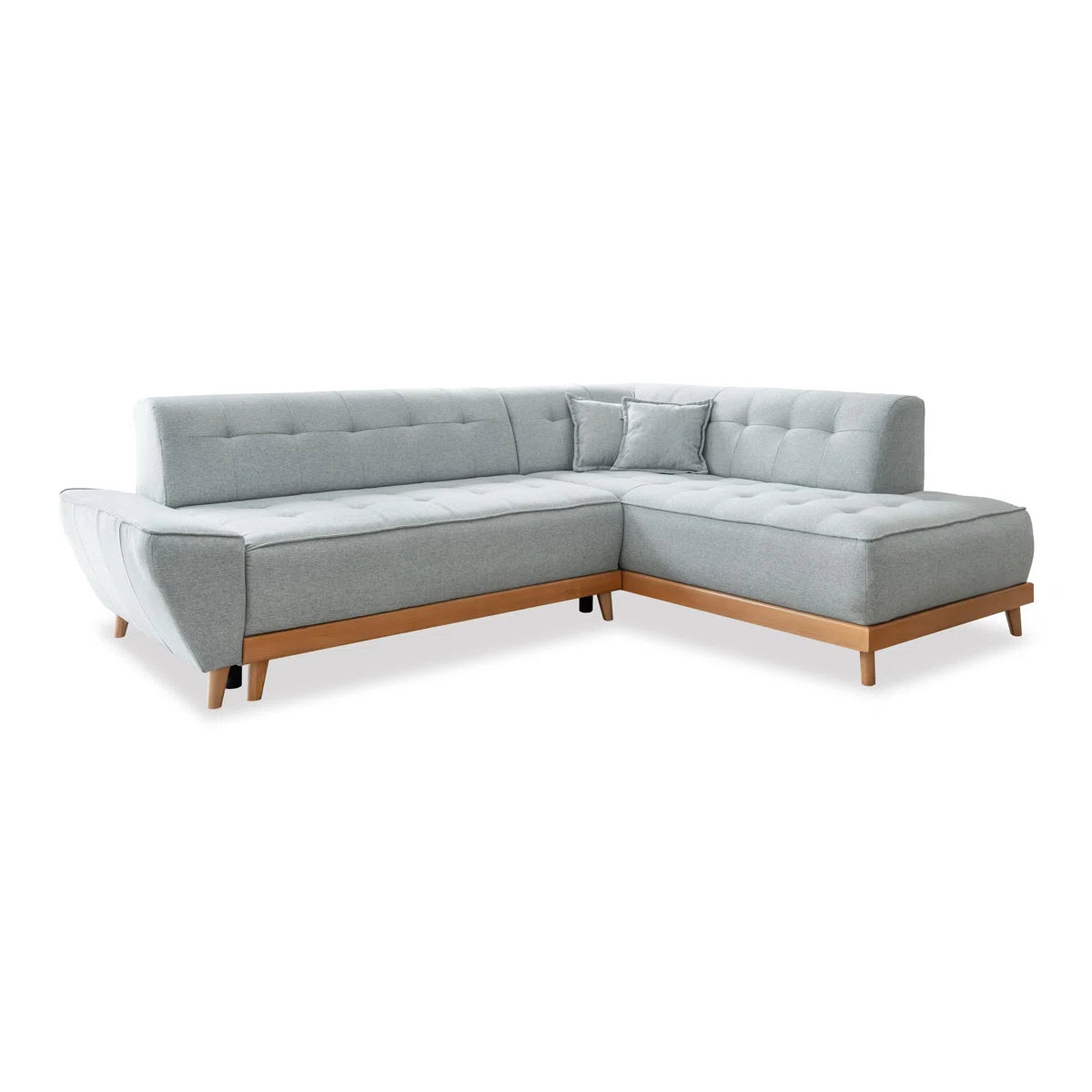 Buttercup 6 Seat Grey Linen Right Chaise Storage Sofa Bed