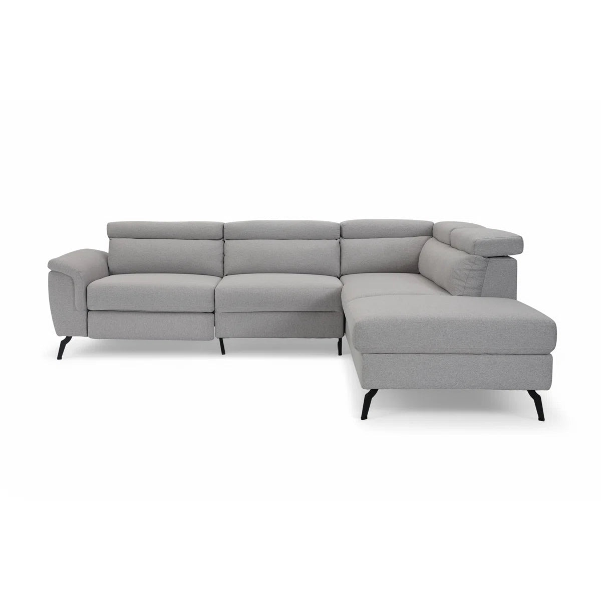 Chiquita 5 Seat Grey Linen Corner Sofa with Electric Recliner, Storage Chaise & USB Charging Points