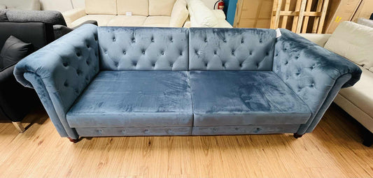 Dmitri 3 Seater Blue Velvet Chesterfield Clac Sofa Bed