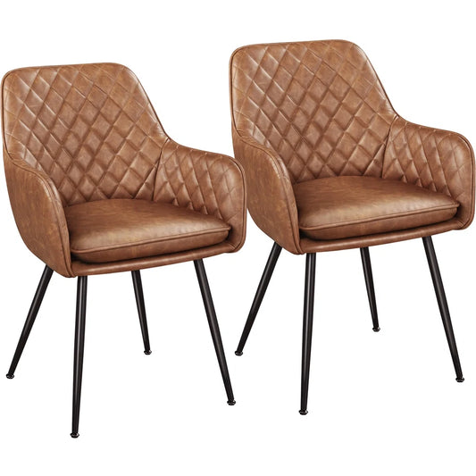 Dynasty Pair of Tan Faux Leather Dining Chairs