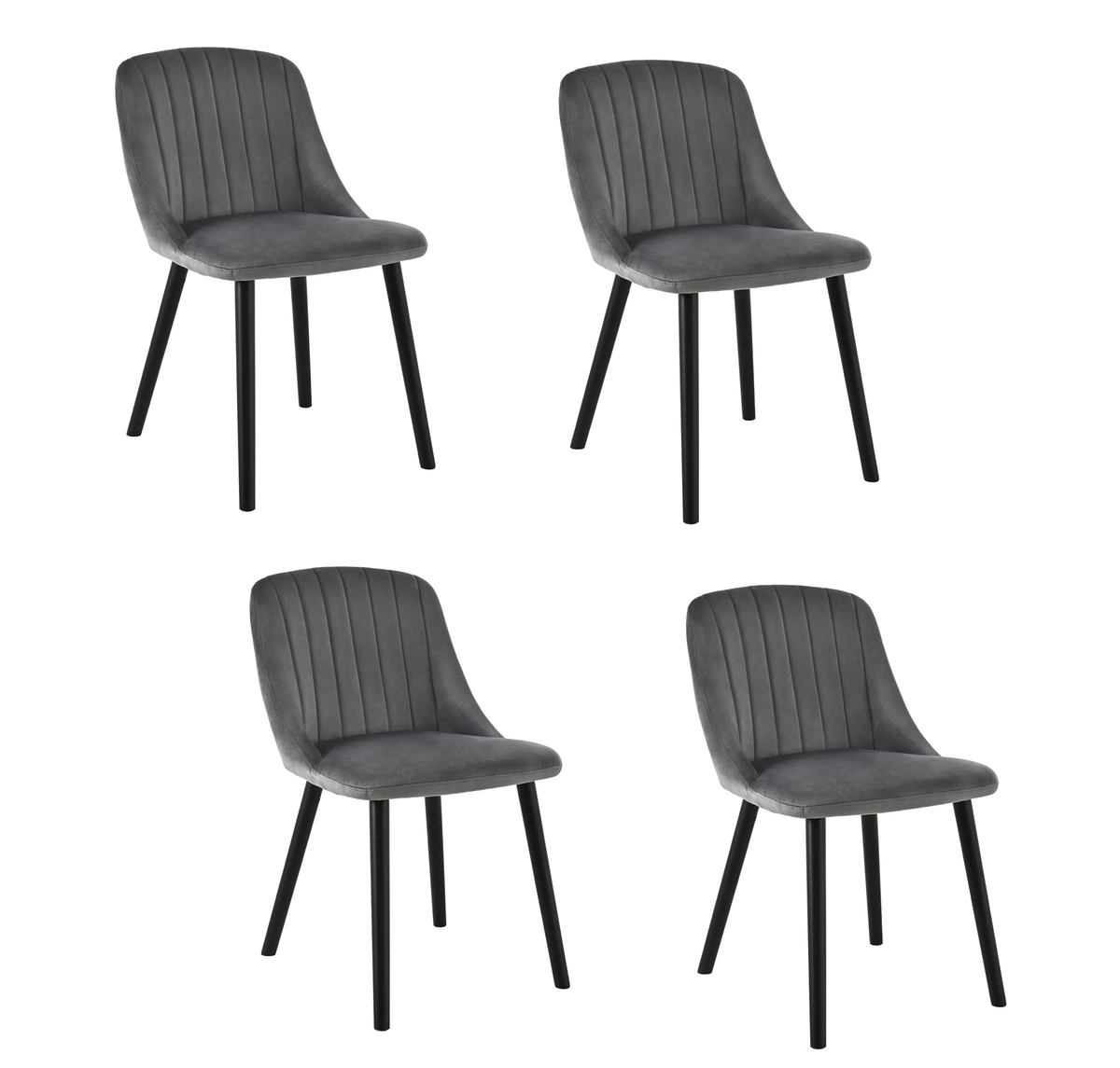 Mungo Set of 4 Grey Velvet Dining Chairs