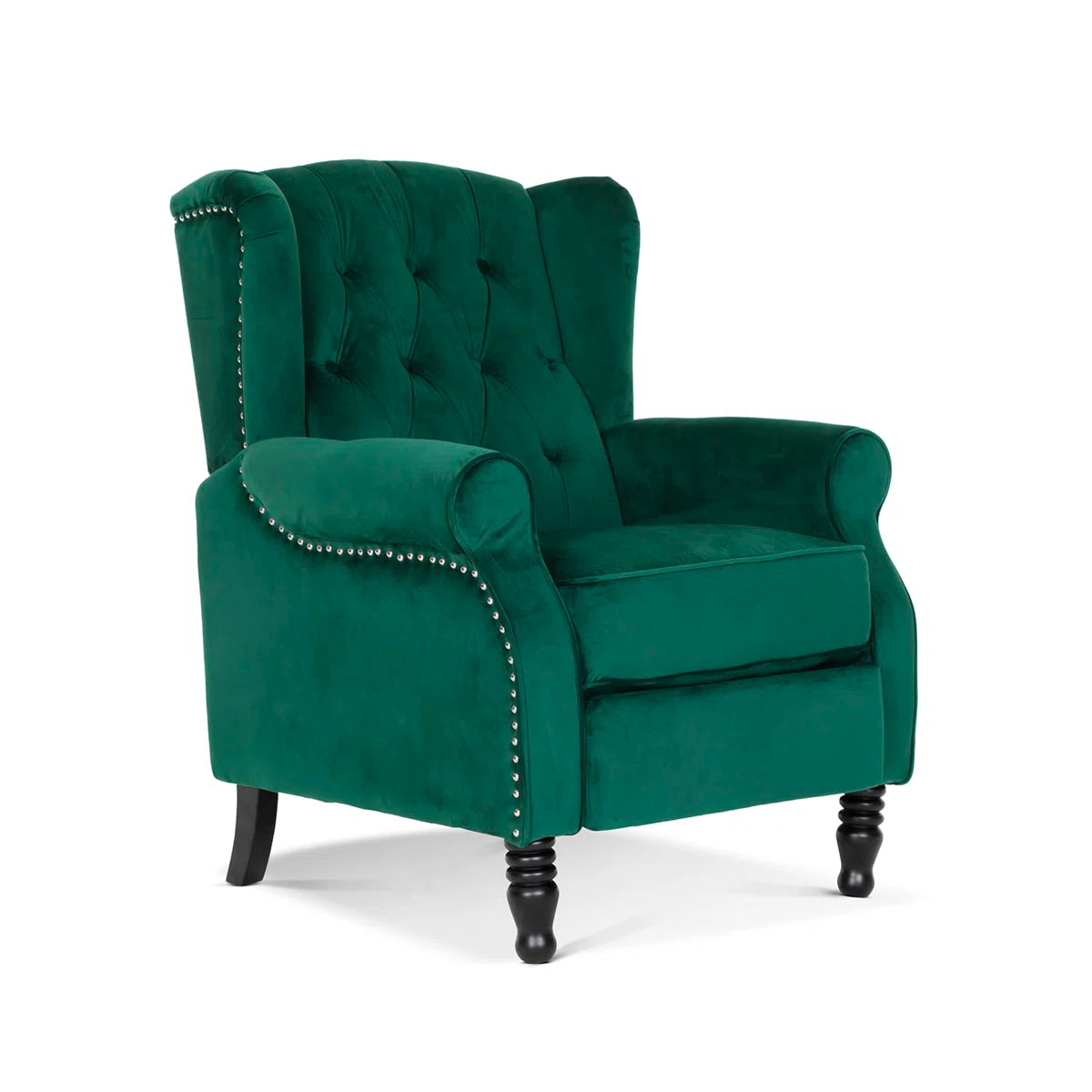 Doyle Emerald Green Velvet Push Back Manual Recliner Armchair