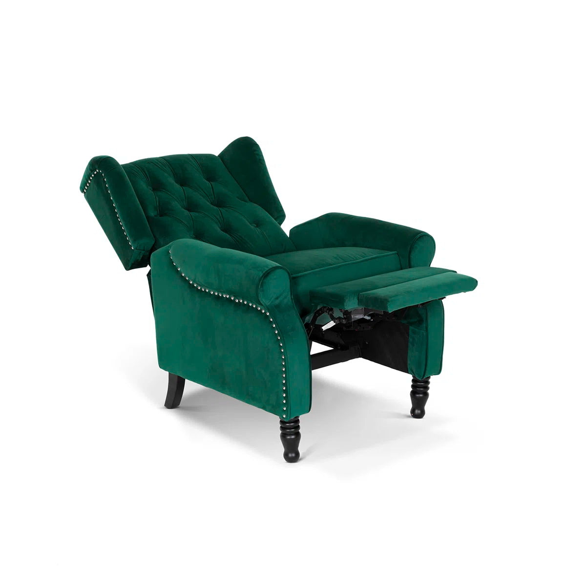 Doyle Emerald Green Velvet Push Back Manual Recliner Armchair
