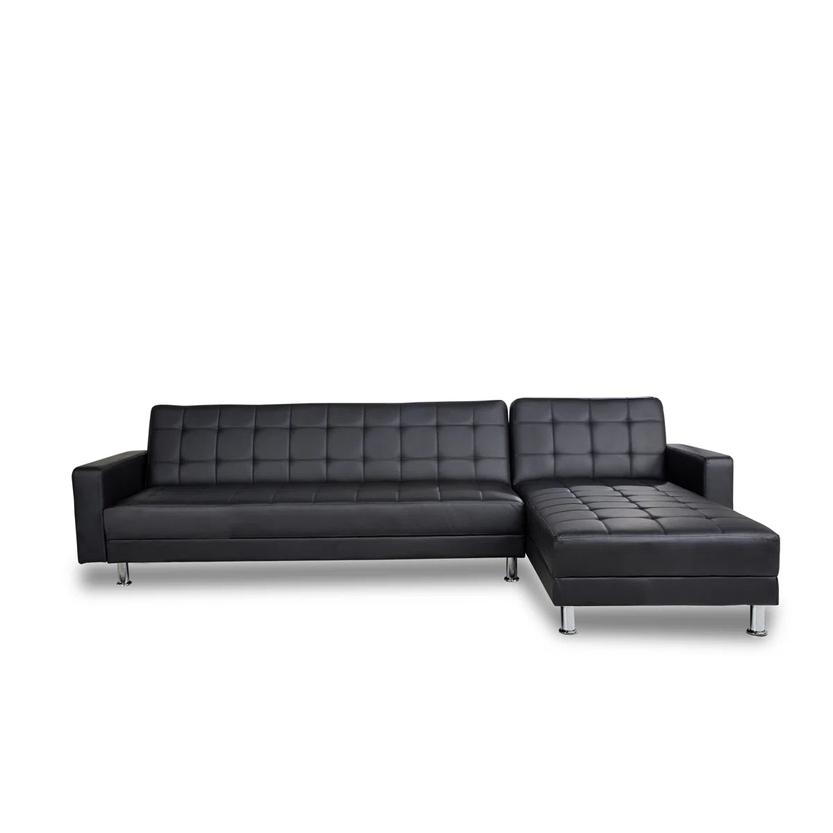 Lucas 4 Seat Black Faux Leather Reversible Chaise Clic Clac Corner Sofa Bed
