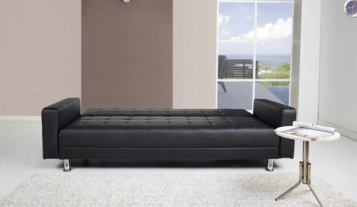 Lucas 4 Seat Black Faux Leather Reversible Chaise Clic Clac Corner Sofa Bed