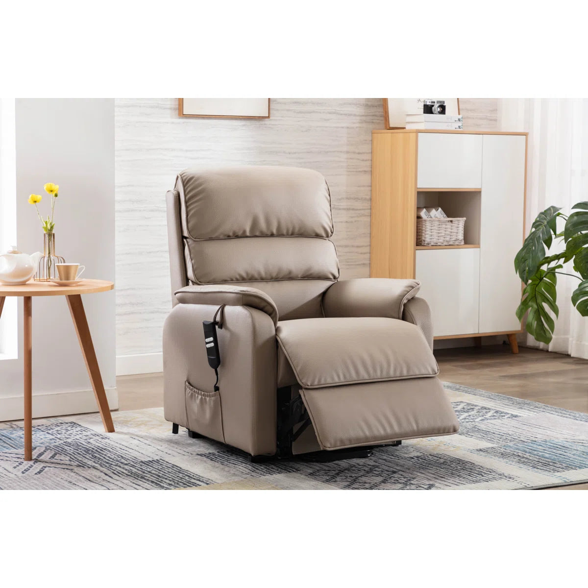 Erin Stone Faux Leather Rise & Recline Electric Recliner