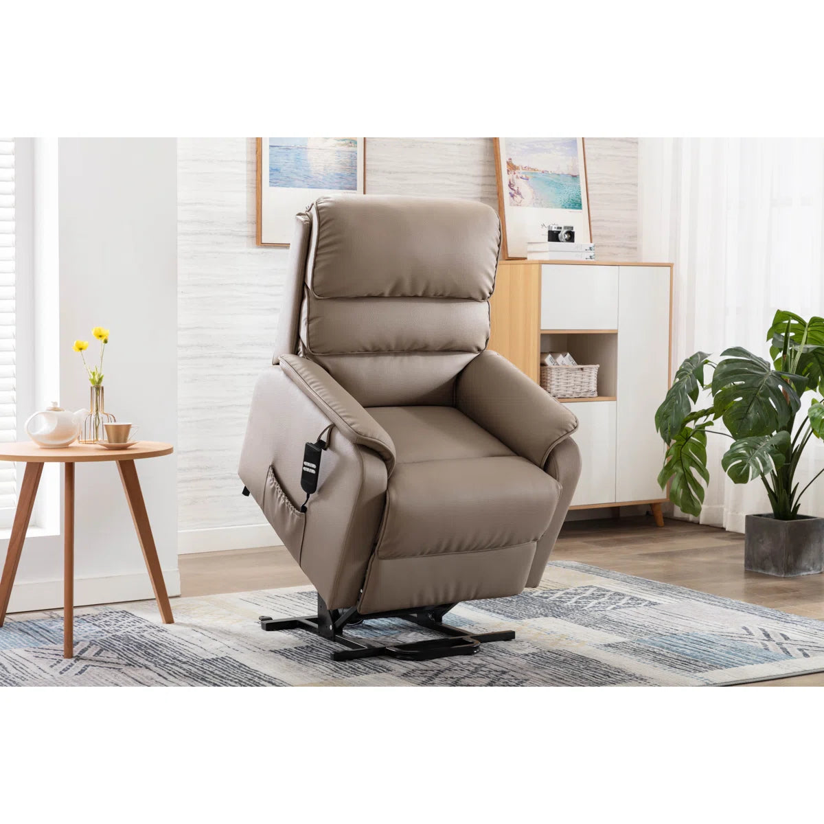 Erin Stone Faux Leather Rise & Recline Electric Recliner