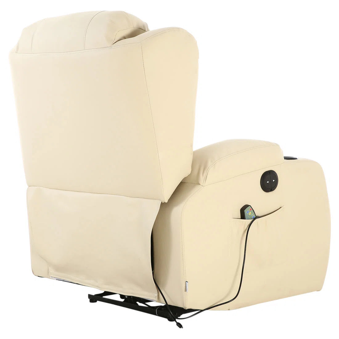 Gracie Cream Faux Leather Rock, Recline, Heat & Massage Armchair