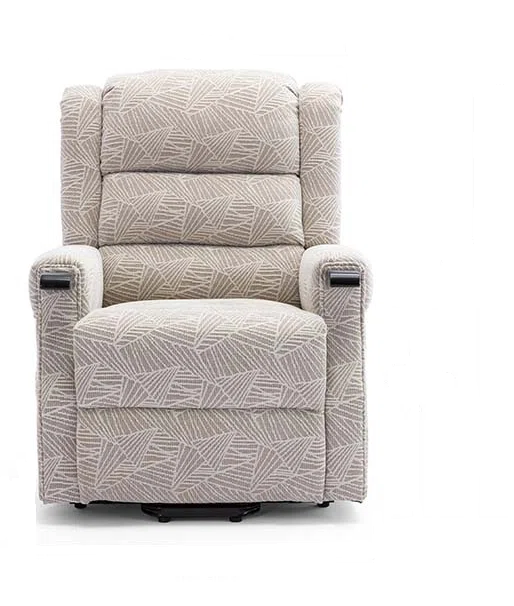 Enola Oatmeal Patterned Upholstered Rise & Recline Armchair