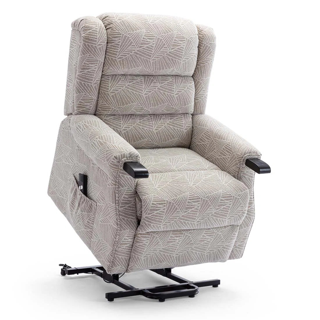 Enola Oatmeal Patterned Upholstered Rise & Recline Armchair