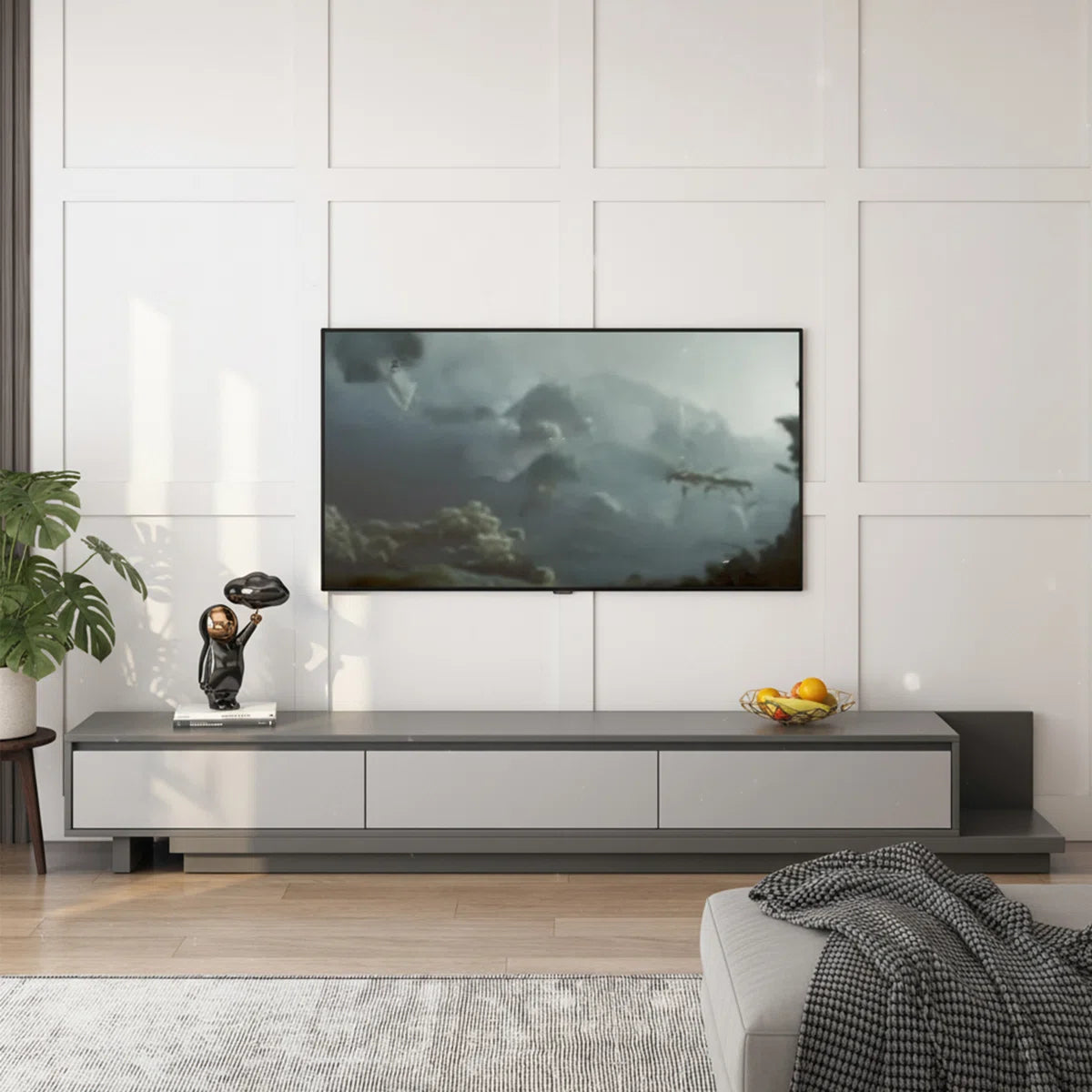 Francine Grey Extendable & Reversible 3 Drawer TV Cabinet