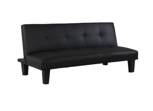 Harlow 3 Seater Childs Black Faux Leather Clic Clac Sofa Bed