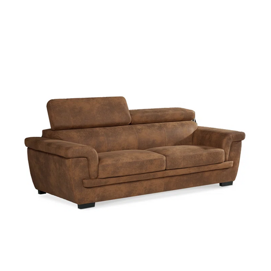 Wharf Brown Suede Adjustable Headrest 3 Seater Sofa
