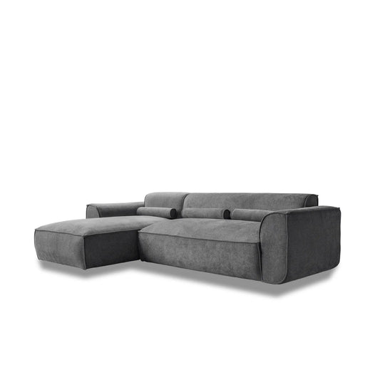 Felicity Grey Chenille 4 Seat Left Chaise Corner Sofa