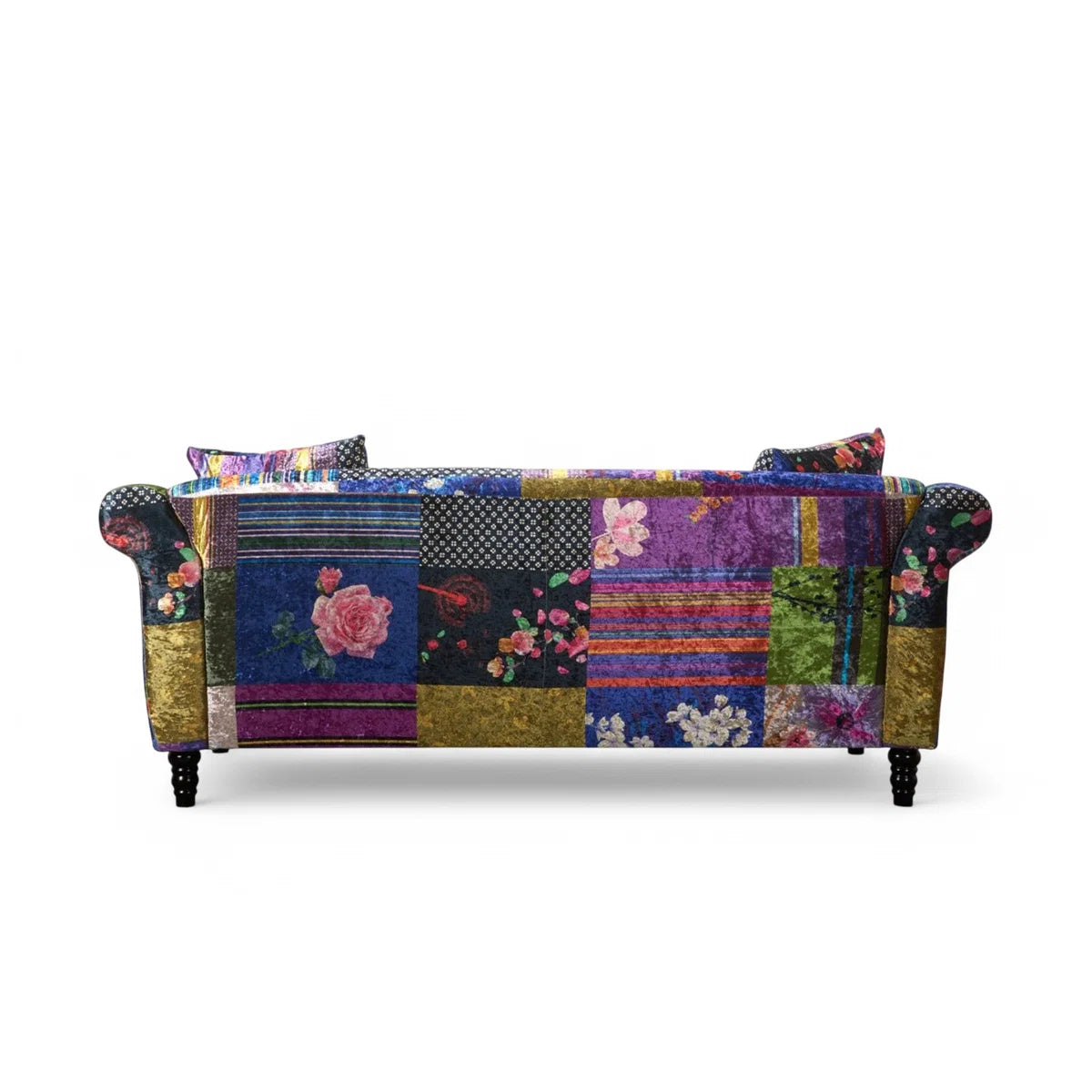Frederick 3 Seat Purple Crushed Velvet Patchwork Sofa