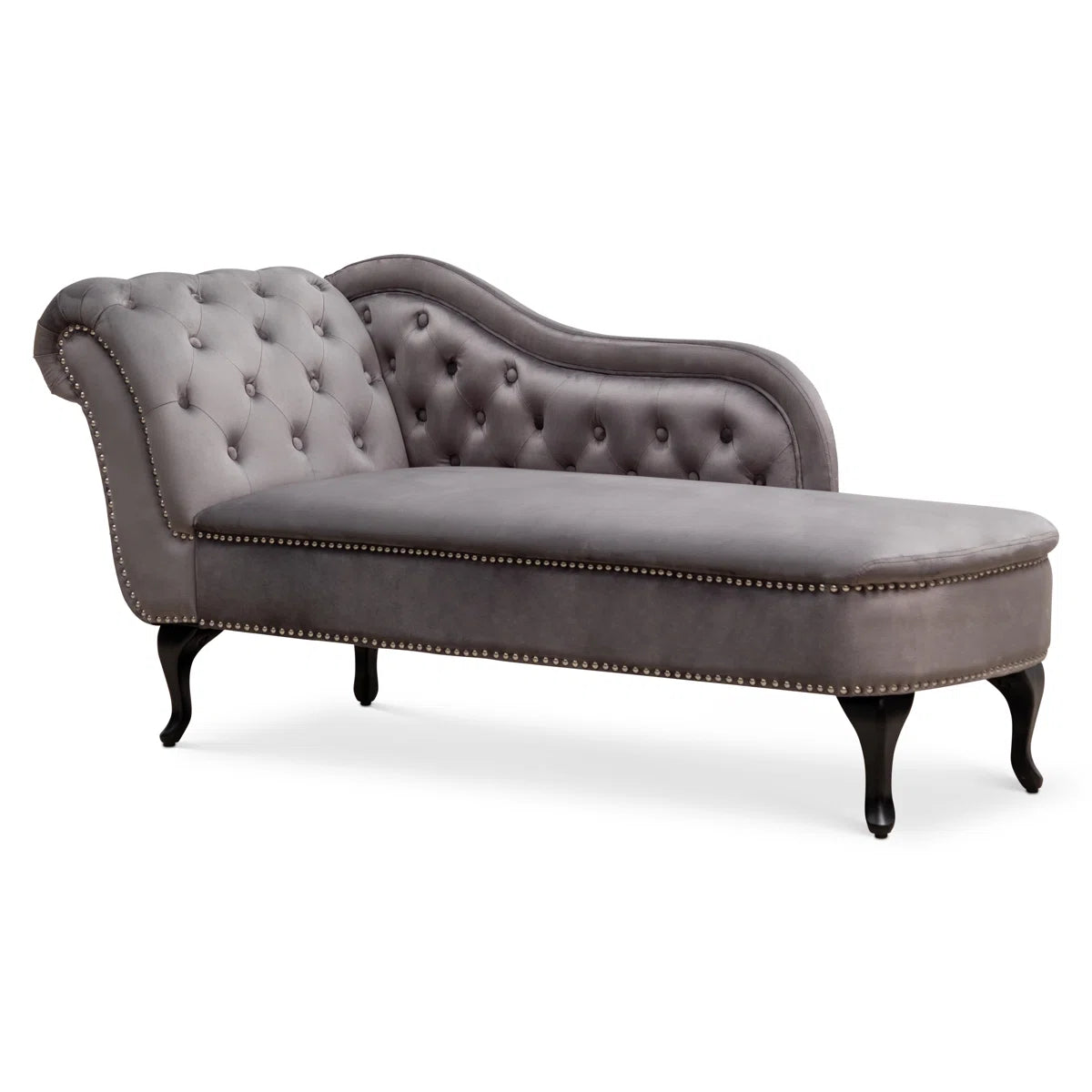 Foley Grey Velvet Chaise Lounge