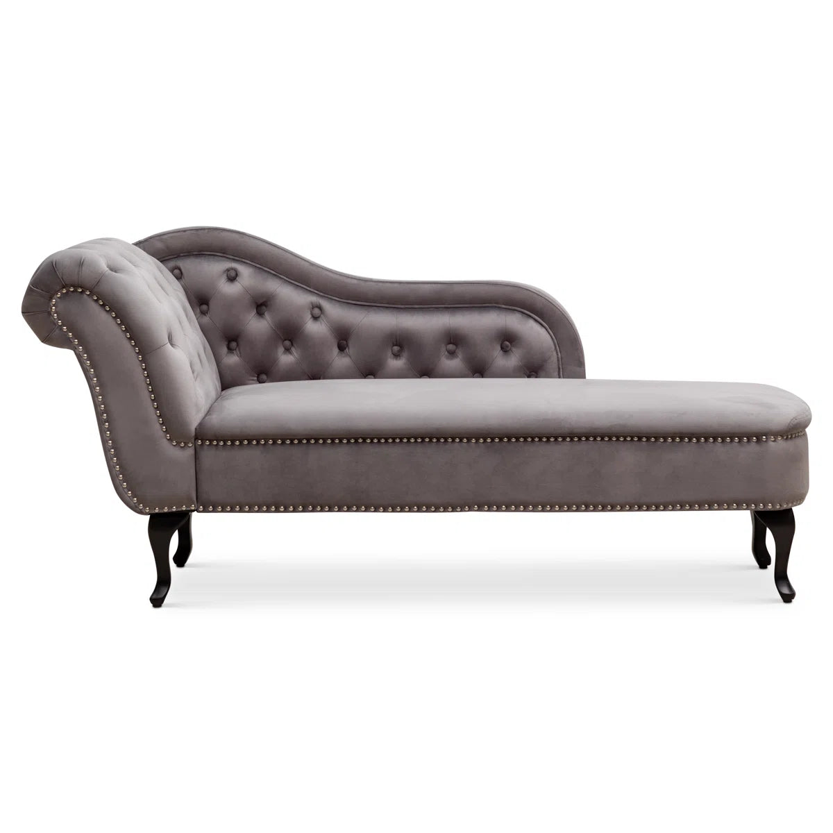 Foley Grey Velvet Chaise Lounge