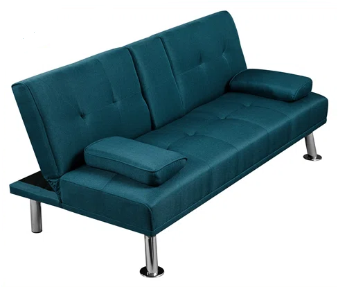 Archie 3 Seat Teal Upholstered Clic Clac Sofa Bed