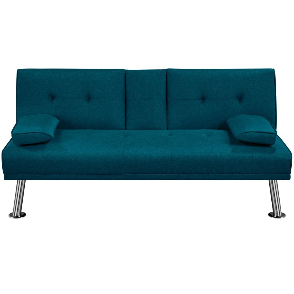 Archie 3 Seat Teal Upholstered Clic Clac Sofa Bed