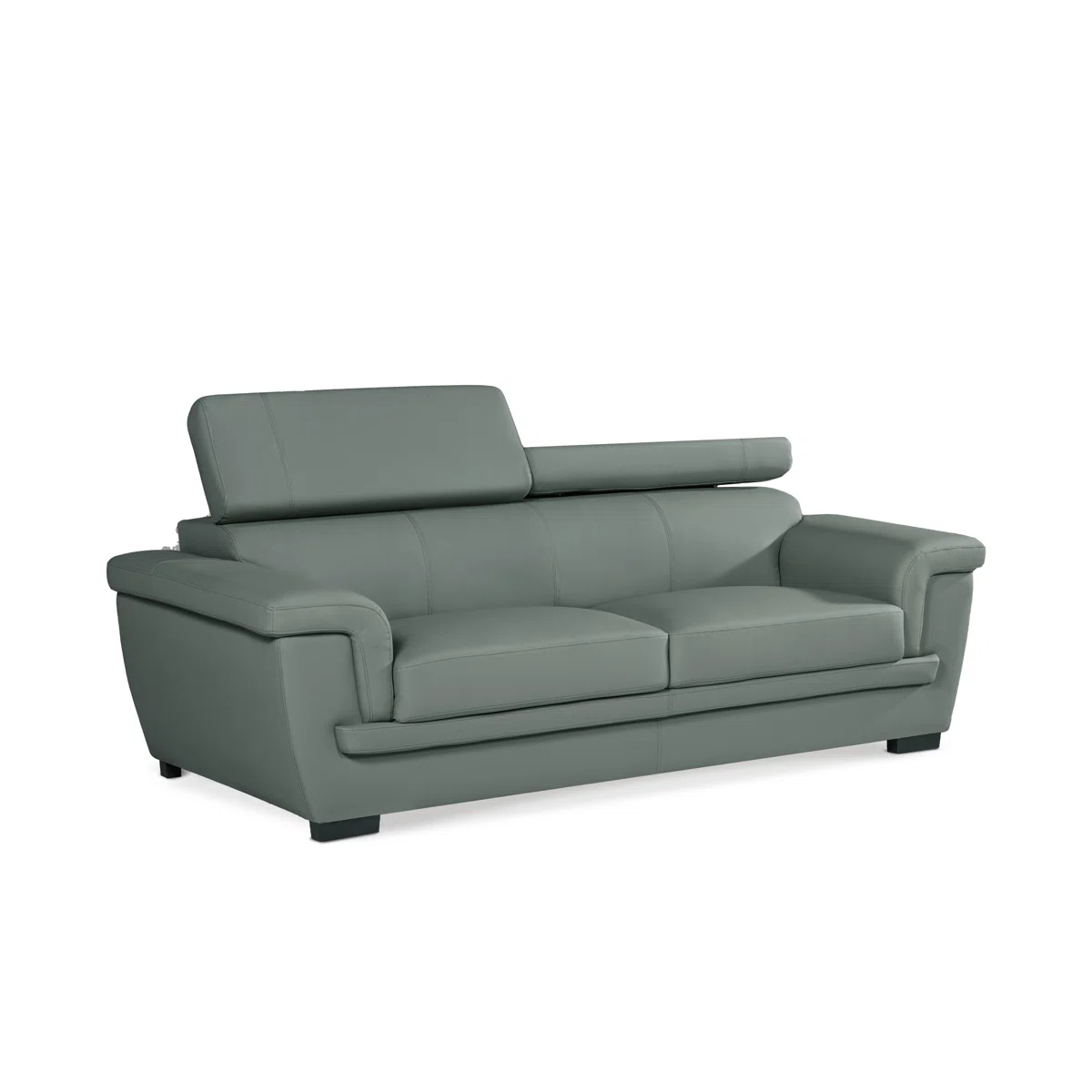 Sonya 3 Seat Grey Real Leather Sofa with Adjustable Headrests