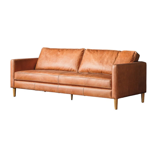 Jefferson 3 Seat Tan Real Leather Sofa