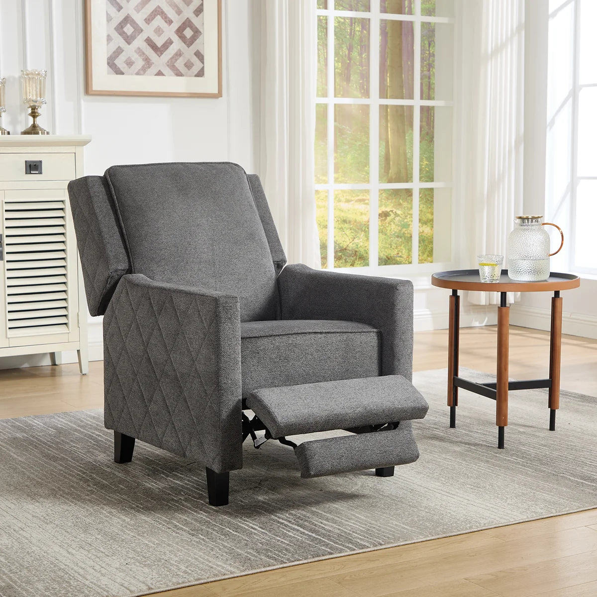 Gilda Grey Chenille Reclining Armchair