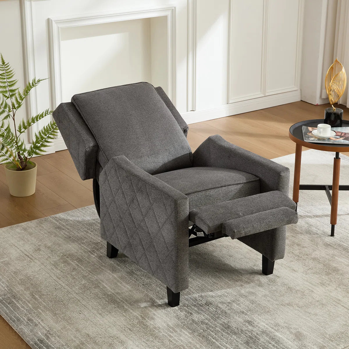 Gilda Grey Chenille Reclining Armchair