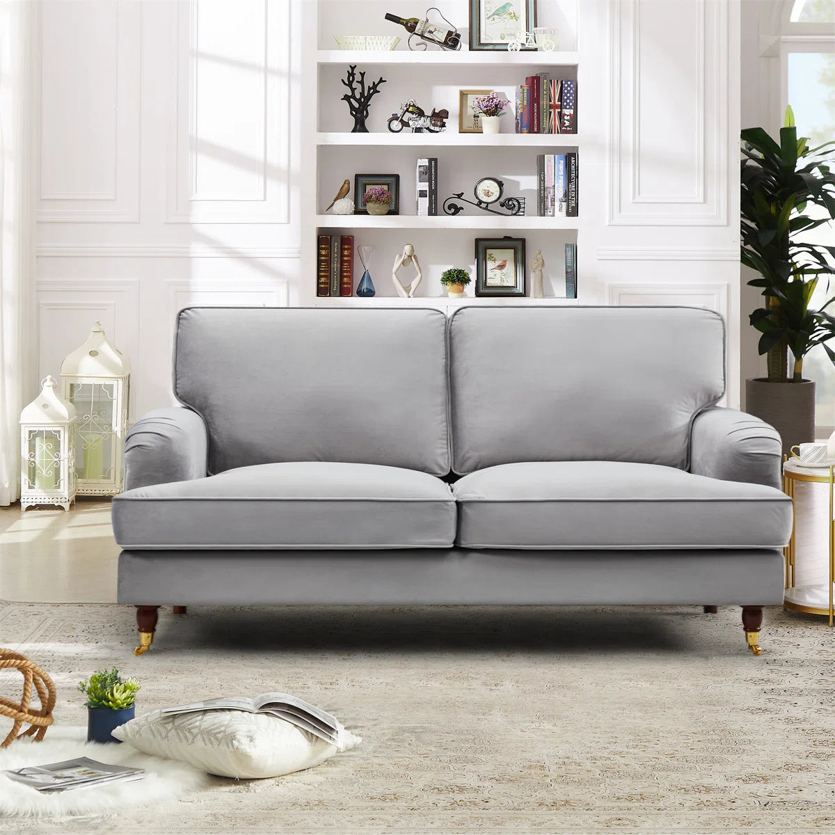 Garbo 2 Seat Grey Velvet Sofa