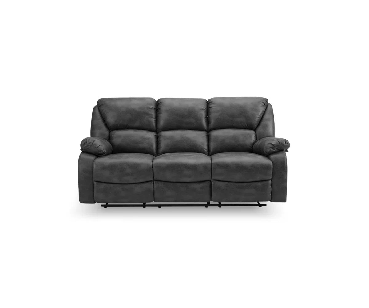 Norman 2 Seater Black Hammered Faux Leather Manual Recliner