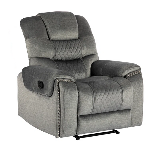 Paula Grey Chenille Manual Recliner