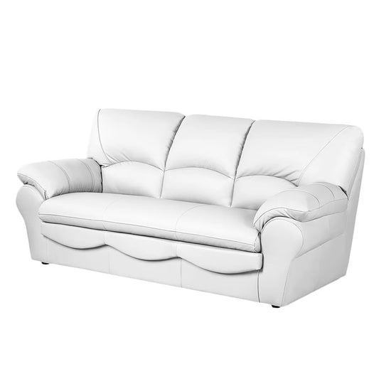 Herman Real Leather White 3 Seater Sofa