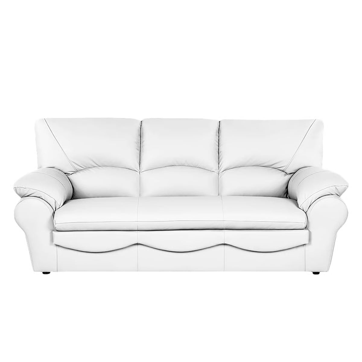 Herman Real Leather White 3 Seater Sofa