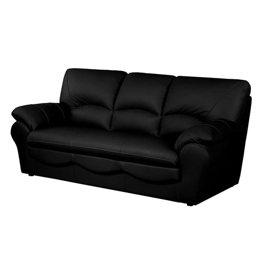 Herman Black Real Leather 3 Seater Fold out Sofa Bed