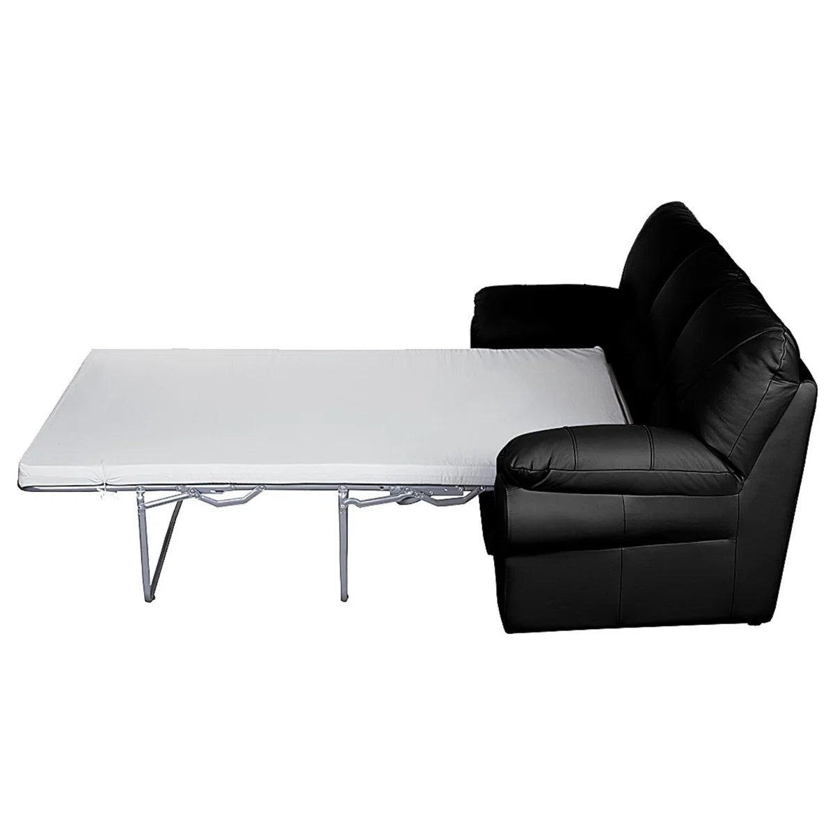 Herman Black Real Leather 3 Seater Fold out Sofa Bed