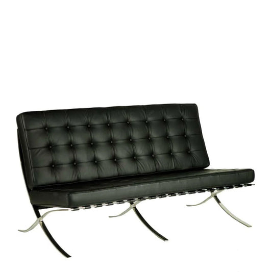 Kennedy 2 Seater Real Leather Black Sofa